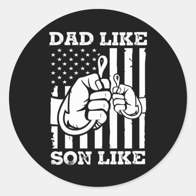 Sticker Rond Fisher Cadeau Papa Comme Fils (Devant)