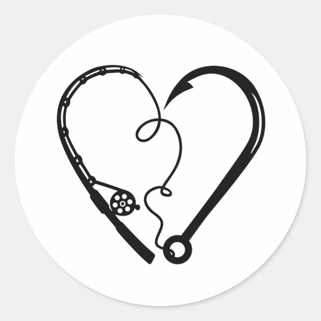 STICKER ROND FISHING ROD HEART HOOK (Devant)