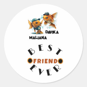 Sticker Rond Fishy Meilleur Ami Pour Des Besties