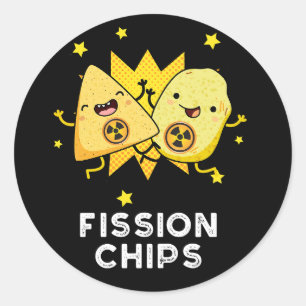 Sticker Rond Fission Chips drôle Physique Nourriture Pun Dark B