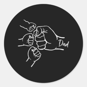 Sticker Rond Fist Bump Papa Of Three Père Of 3 Daddy Happy Fat