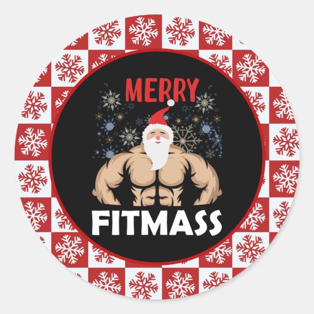 Sticker Rond Fitness amusant Thème Noël Fitmas Trainer Salle de (Devant)