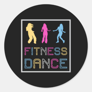 Sticker Rond Fitness Dance Gym Dancing Workout Sport Idée cadea