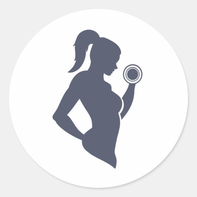 Sticker Rond Fitness girl levant haltère (Devant)