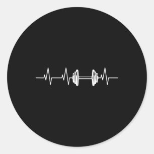 Sticker Rond Fitness Heartbeat Dumbbell Heartline