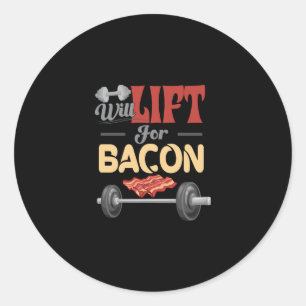 Sticker Rond Fitness Lift Pour Bacon Bodybuilder Fun Barbel
