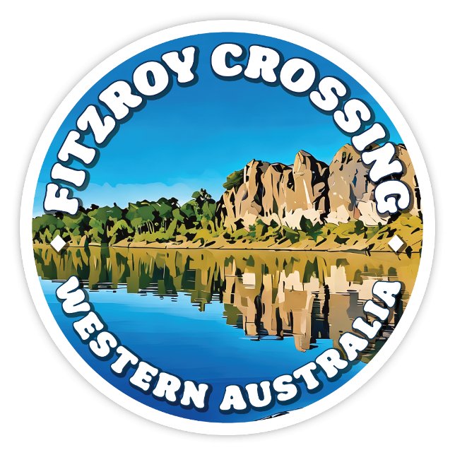 Sticker rond Fitzroy Crossing, Australie occidenta (Fitzroy Crossing Western Australia round sticker)