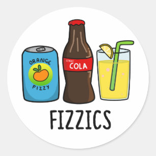 Sticker Rond Fizzics Funny Fizzy Cola Boissons Pun