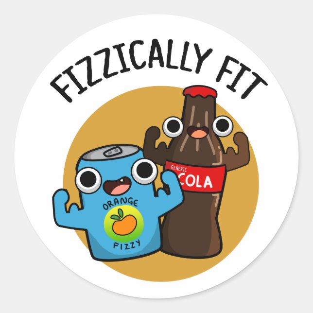 Sticker Rond Fizziquement Fit Funky Fizzy Cola Pun (Devant)