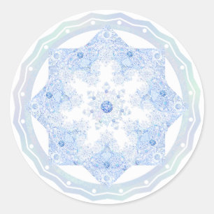 Sticker Rond Flacon de neige bleu glace