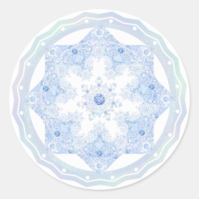Sticker Rond Flacon de neige bleu glace (Devant)