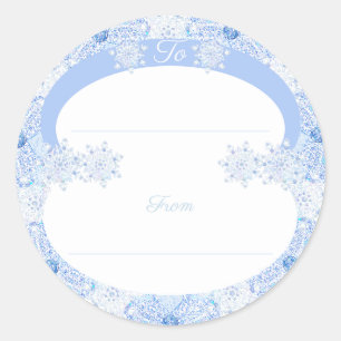 Sticker Rond Flacon de neige bleu glace