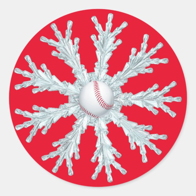 Sticker Rond Flacon de neige de Noël du baseball (Devant)