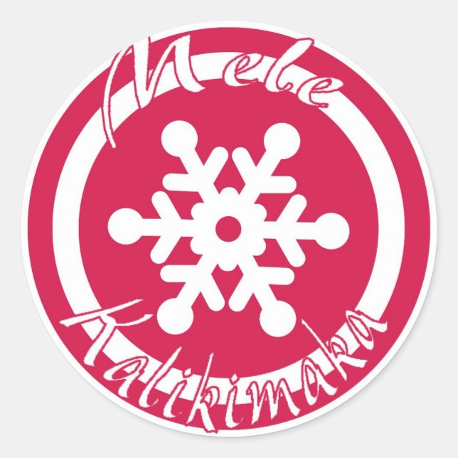Sticker Rond Flacon de neige rouge Mele Kalikimaka Hawaii (Devant)