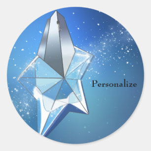 Sticker Rond Flacon de parfum Blue Sparkle Star Glam