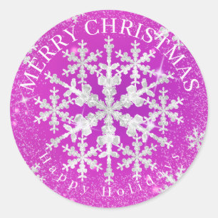 Sticker Rond Flacons de neige Magenta