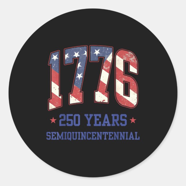 Sticker Rond Flag 250 Years 1776-2026 250th Birthday Anniversar (Devant)