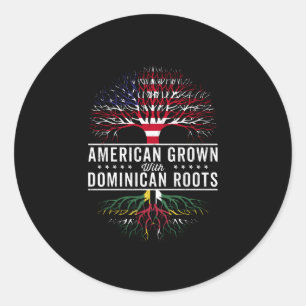 Sticker Rond Flag américain de Dominican Roots