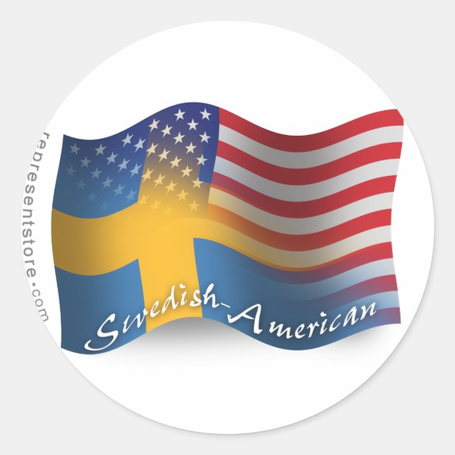 Sticker Rond Flag de Swedish-American (Devant)
