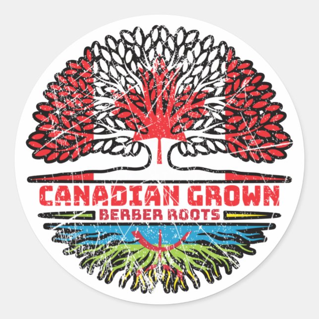 Sticker Rond Flag des Trois Canadiens du Canada (Devant)
