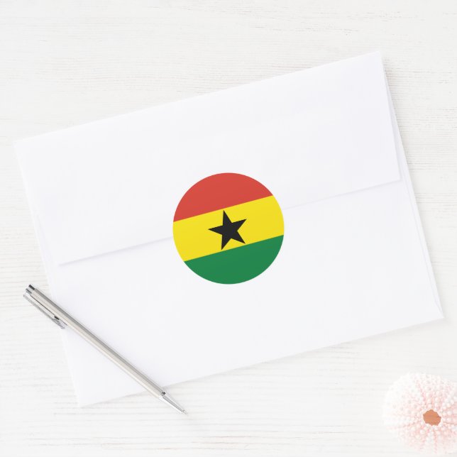 Sticker Rond Flag du Ghana (Enveloppe)