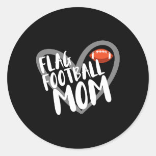 Sticker Rond Flag Football Maman Coeur