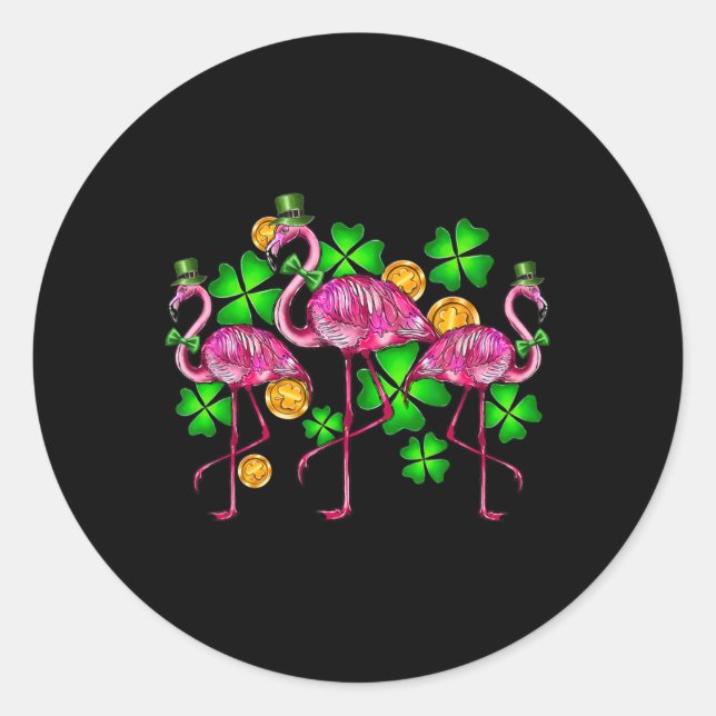 Sticker Rond Flamant Irlandais Fête Saint-Patrick Oiseaux Anima (Devant)