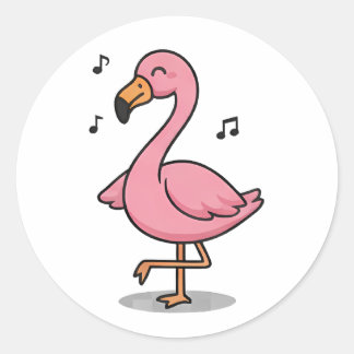 Sticker Rond Flamant qui chante