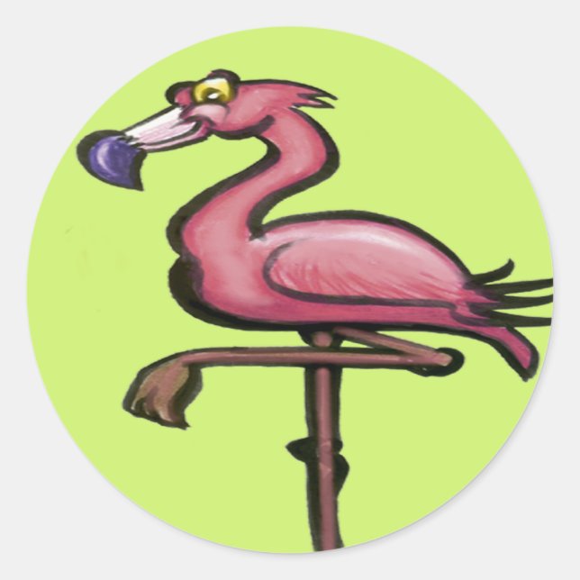 Sticker Rond Flamant rose (Devant)