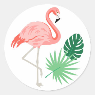 Sticker Rond Flamant rose