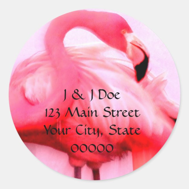 Sticker Rond Flamant rose (Devant)