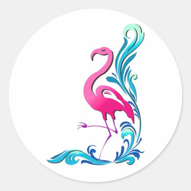 STICKER ROND FLAMANT ROSE 1 (Devant)