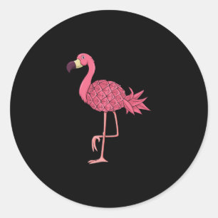 Sticker Rond Flamant Rose Ananas Vacances Hawaï Été Hommes