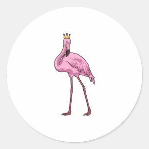 Sticker Rond Flamant rose avec Couronne