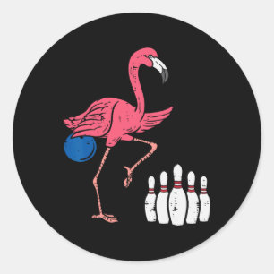 Sticker Rond Flamant rose Bowling Funny Sport Bowler Team Homme