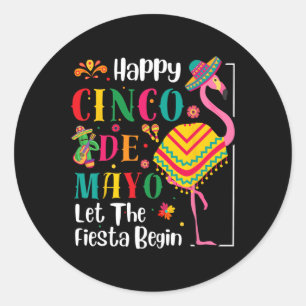 Sticker Rond Flamant rose Cinco De Mayo Fiesta Mexicaine Pour H
