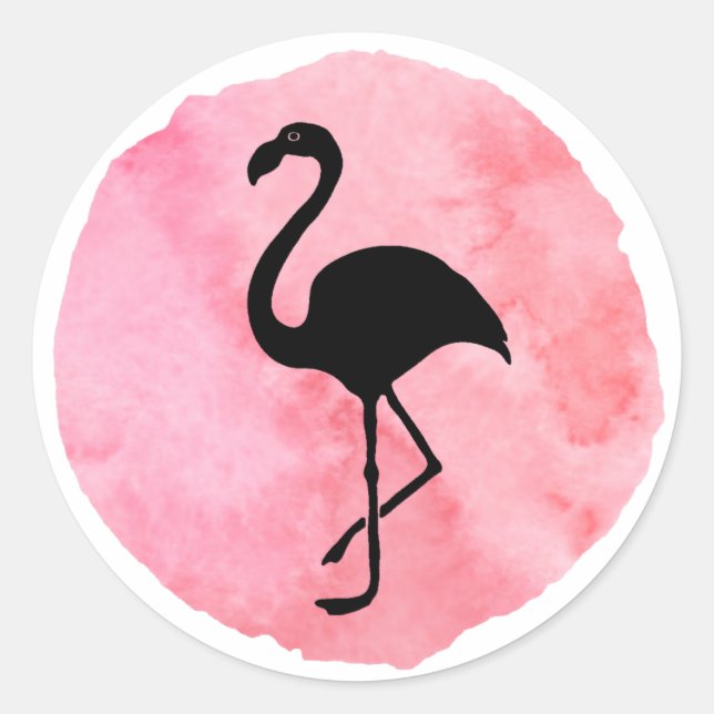 Sticker Rond Flamant Rose Clair (Devant)
