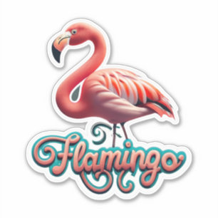 Sticker rond Flamant rose classique