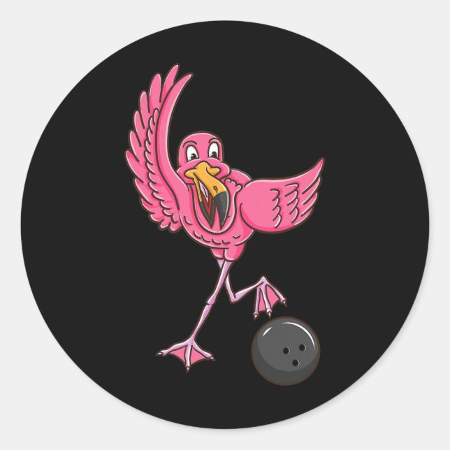 Sticker Rond Flamant rose de Bowling 1 (Devant)