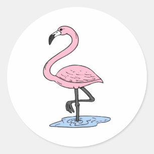 Sticker Rond Flamant rose de foi