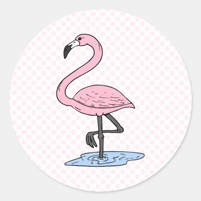 Sticker Rond Flamant rose de foi (Devant)