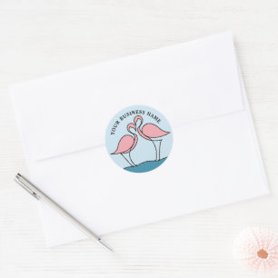 Sticker Rond Flamant rose de votre entreprise Logo d'artisanat