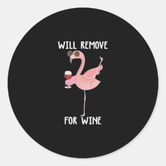 Sticker Rond Flamant rose Drôle Enlève Pour Le T-shirt Vin