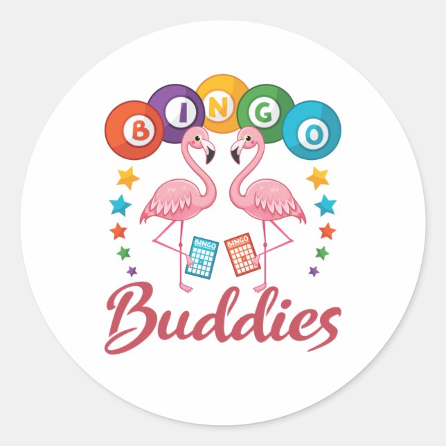 Sticker Rond Flamant rose du lecteur Bingo Buddies (Devant)