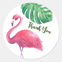 Flamant rose et Merci Feuille tropical