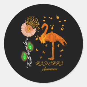 Sticker Rond Flamant rose Faith Hope Love Rsd Crps Sensibilisat
