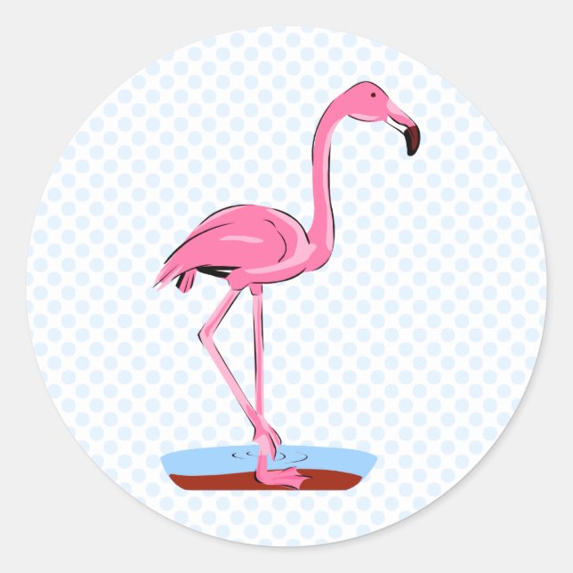 Sticker Rond Flamant rose Fanny (Devant)