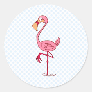 Sticker Rond Flamant rose fin