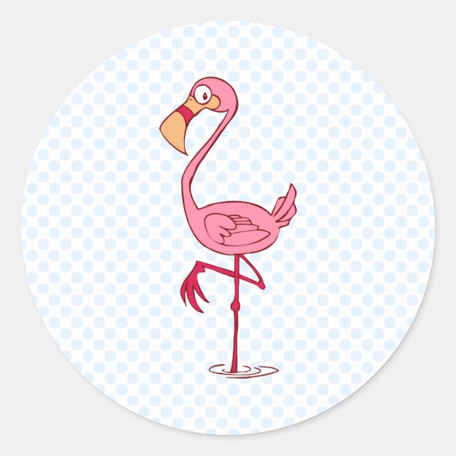 Sticker Rond Flamant rose fin (Devant)