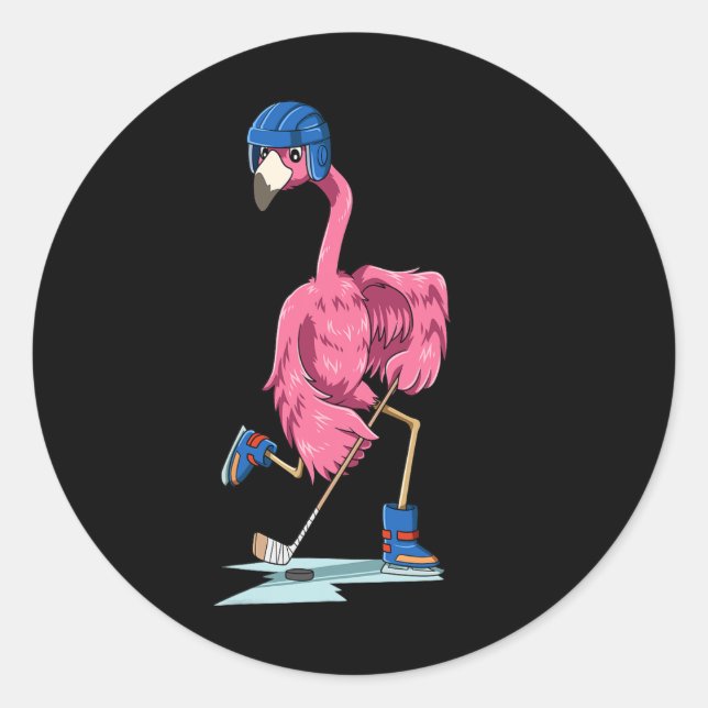 Sticker Rond Flamant rose Flamant rose de hockey Jouer Flamant  (Devant)